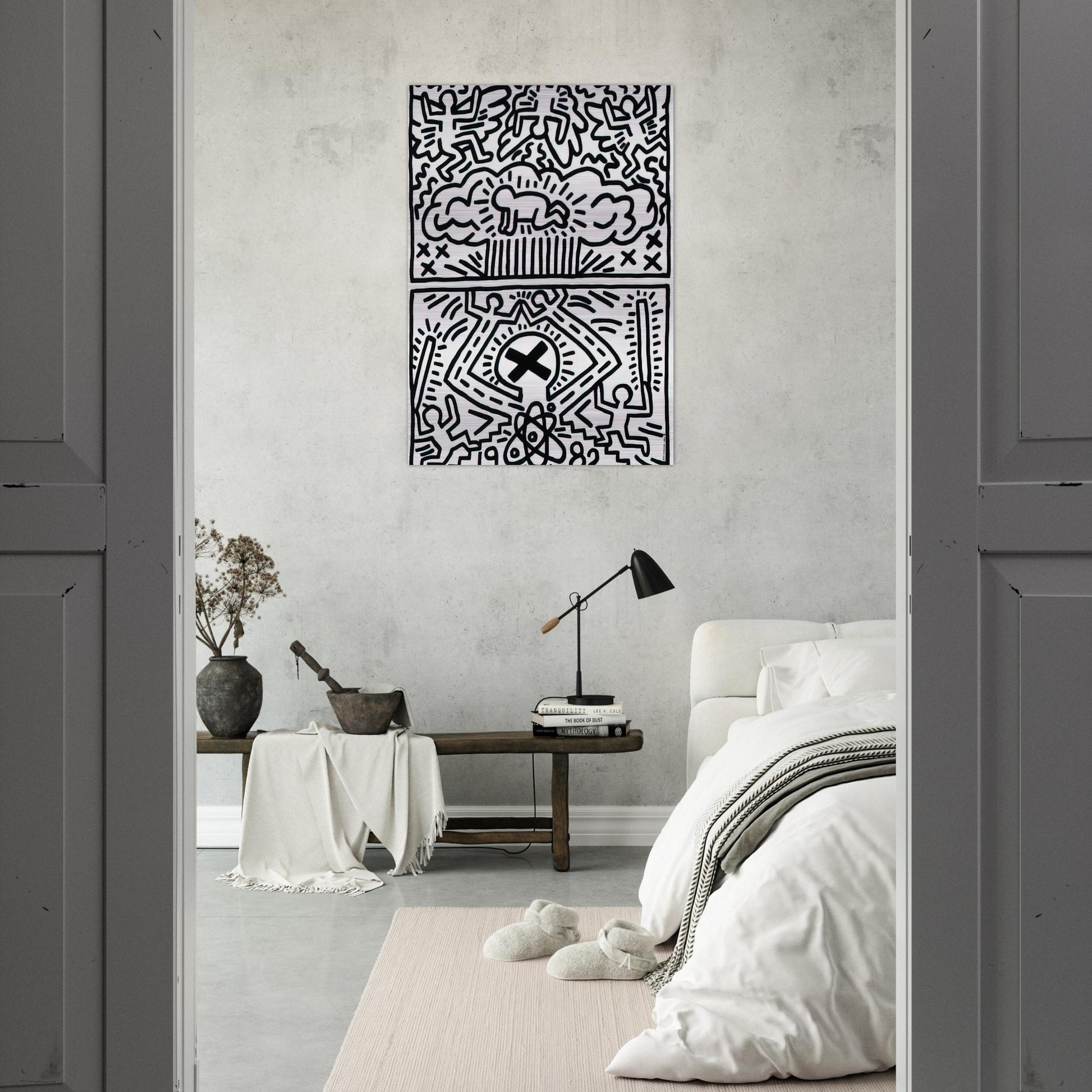ANTI NUCLEAR RALLY 1982 - Keith Haring Brushed Aluminum Print - 70x100 cm / 28x40 inches | Keith Haring Aluminum Print | Keith Haring Prints