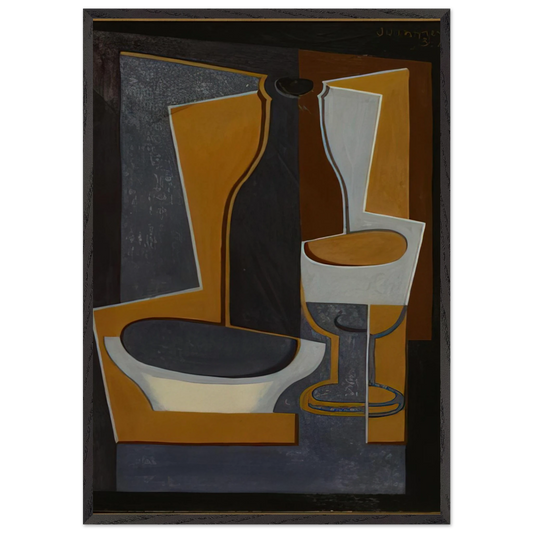 BOUTEILLE BOL ET VERRE 1922 - Juan Gris 70x100 cm / 28x40 inches Framed Art Print – Black Wooden Frame