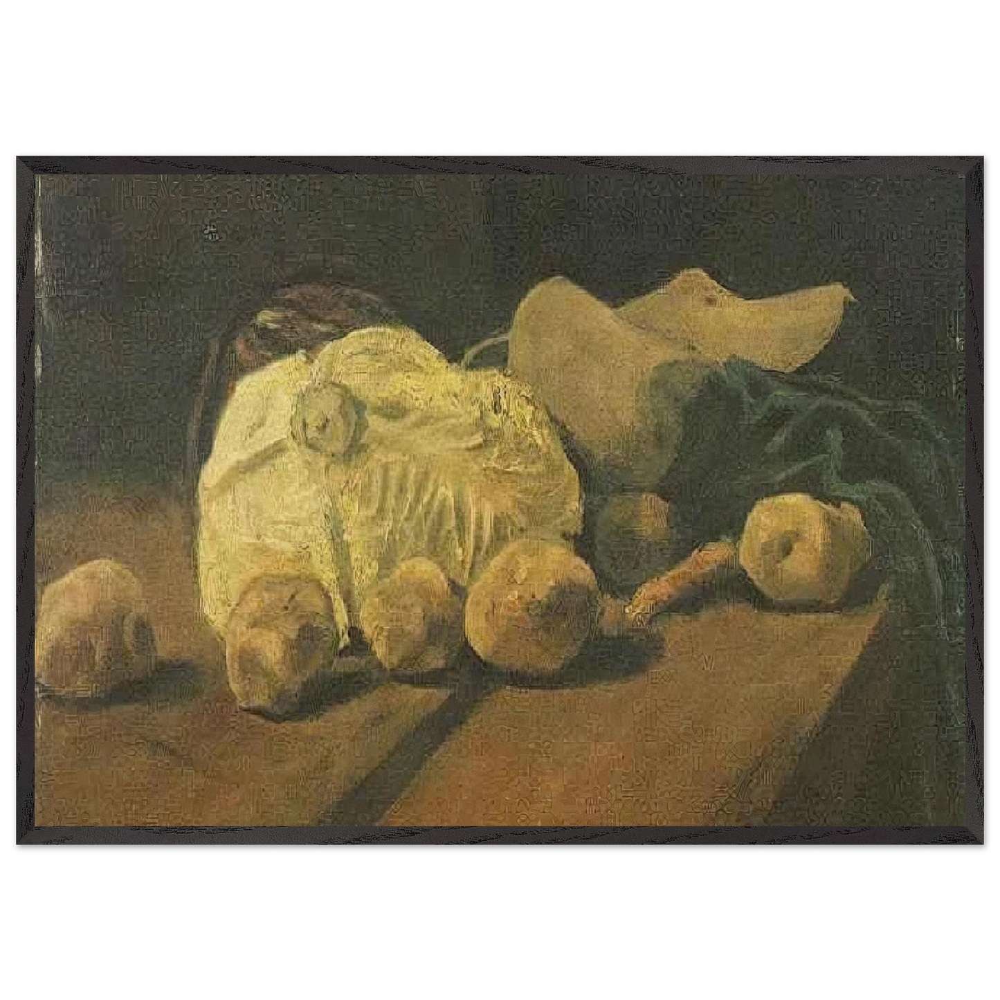 Still Life with Cabbage and Clogs - Vincent van Gogh 70x100 cm / 28x40 inches Framed Art Print – Black Wooden Frame
