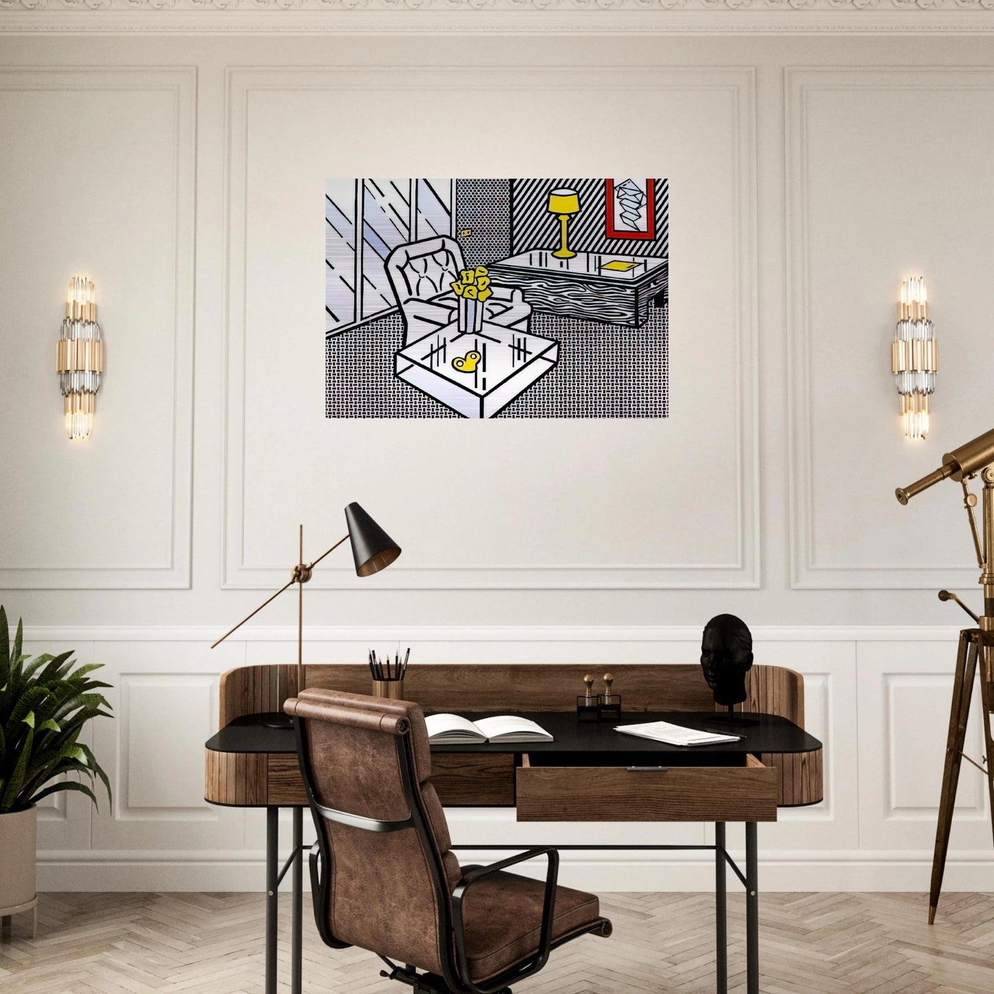 THE DEN 1990 - Roy Lichtenstein Brushed Aluminum Print - 70x100 cm / 28x40 inches | Roy Lichtenstein Aluminum Print | Roy Lichtenstein Prints