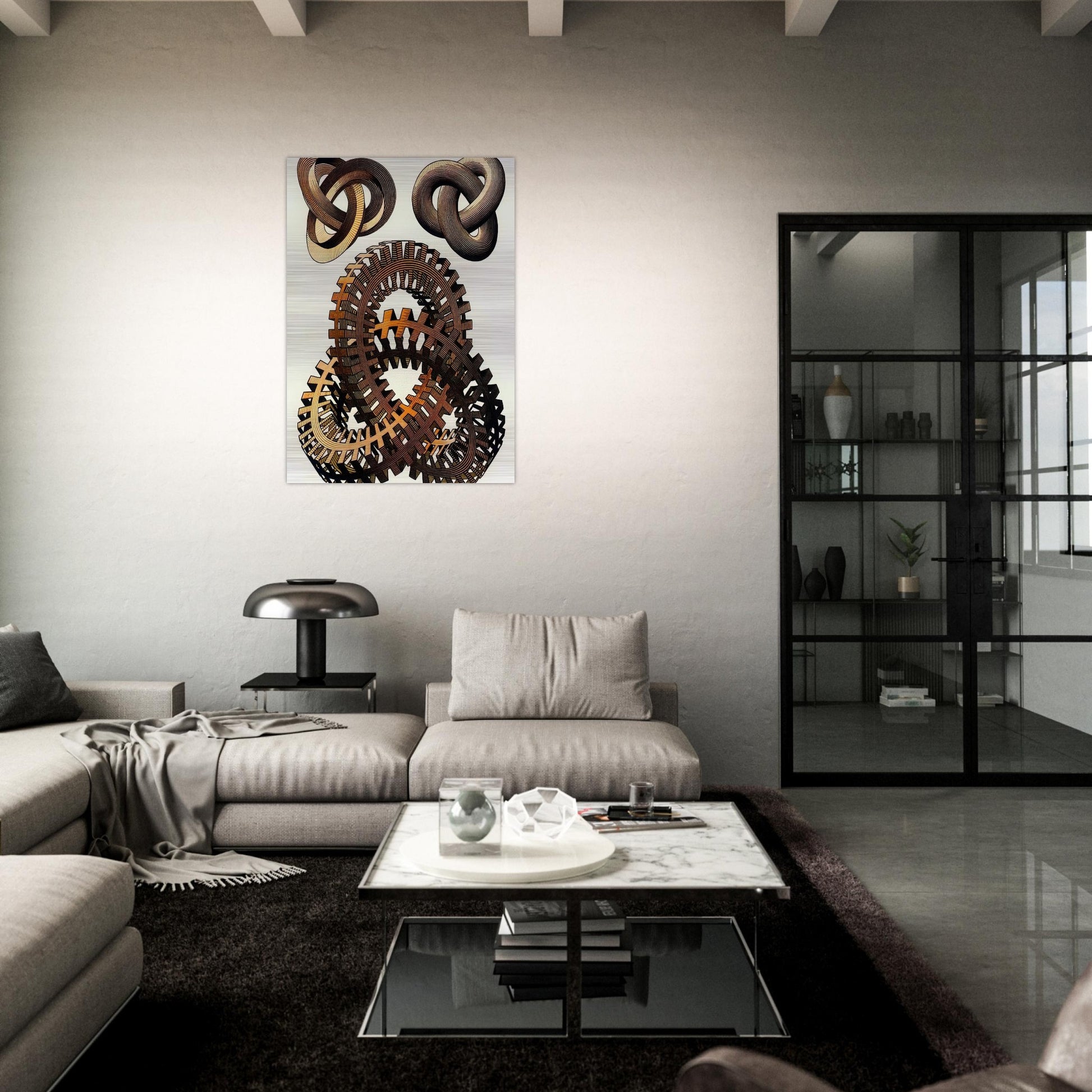 KNOTS COLOUR - MC Escher Brushed Aluminum Print - 70x100 cm / 28x40 inches | MC Escher Aluminum Print | MC Escher Prints