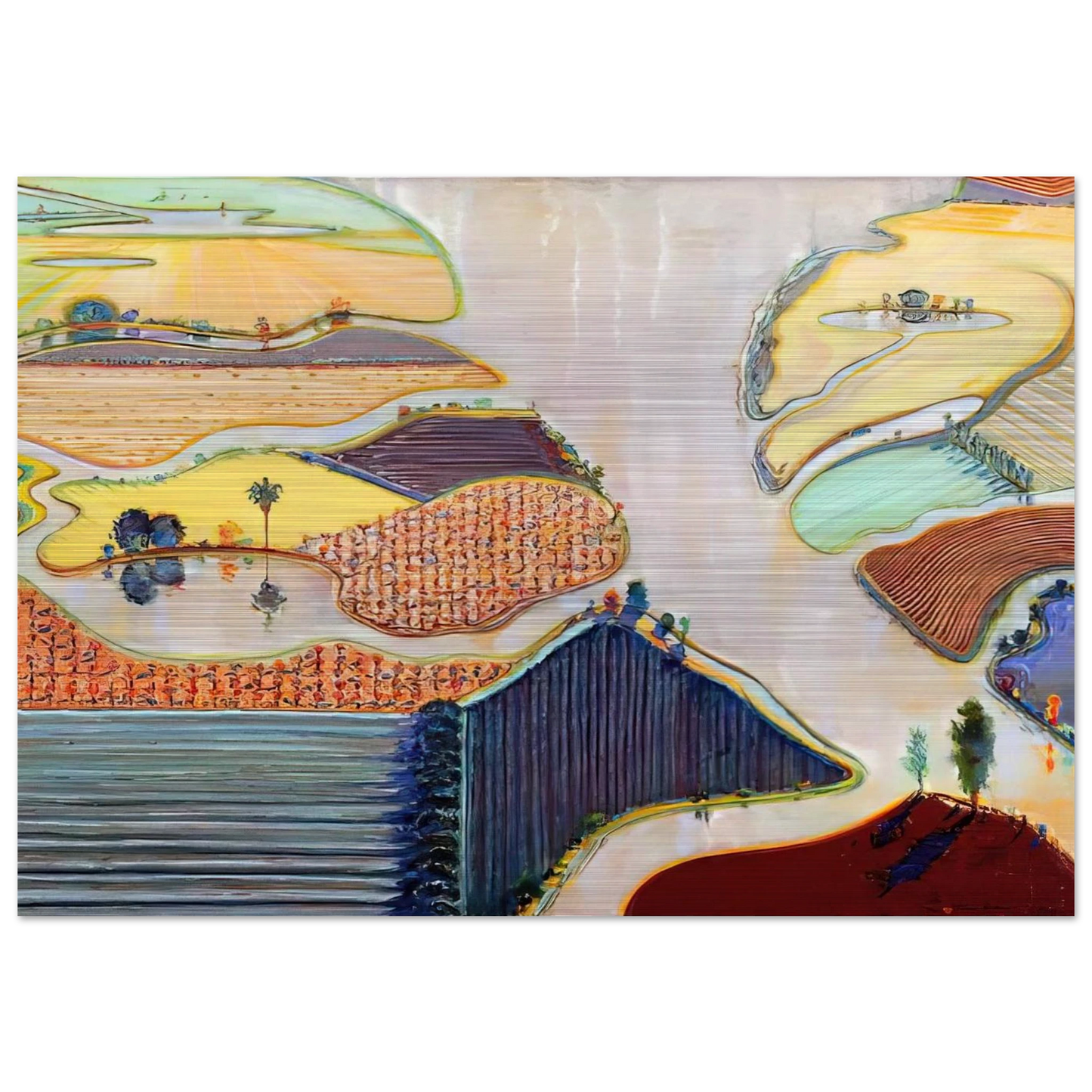 Delta Farms - 1996 - Wayne Thiebaud Brushed Aluminum Print - 70x100 cm / 28x40 inches | Wayne Thiebaud Aluminum Print | Wayne Thiebaud Prints