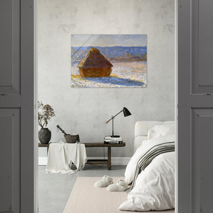 Grainstack, Snow Effect, Morning - claude monet Acrylic Print - 70x100 cm / 28x40″ inches | claude monet Wall Art | claude monet Prints