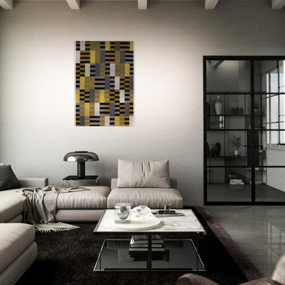 BLACK WHITE YELLOW 1926 - Anni Albers Brushed Aluminum Print - 70x100 cm / 28x40 inches | Anni Albers Aluminum Print | Anni Albers Prints