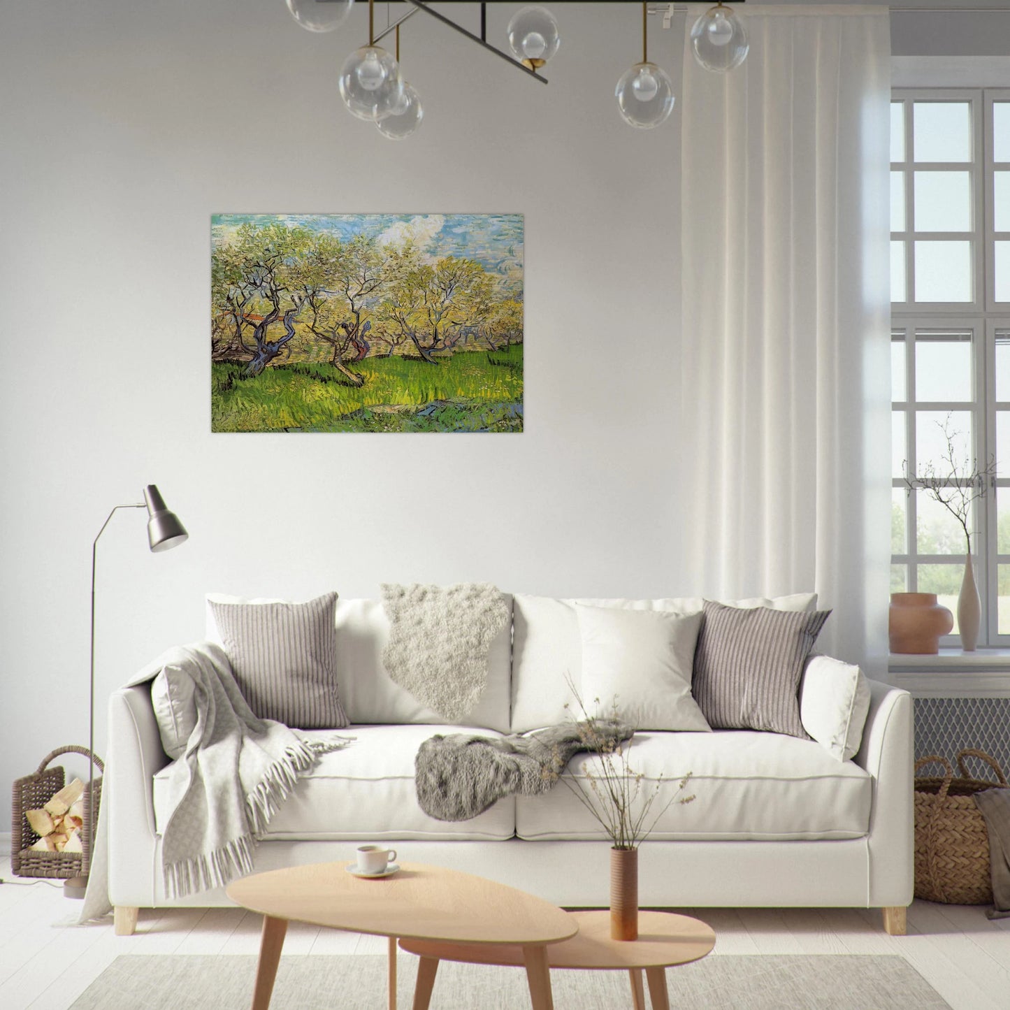 Orchard in Blossom - Vincent van Gogh Brushed Aluminum Print - 70x100 cm / 28x40 inches | Vincent van Gogh Aluminum Print | Vincent van Gogh Prints