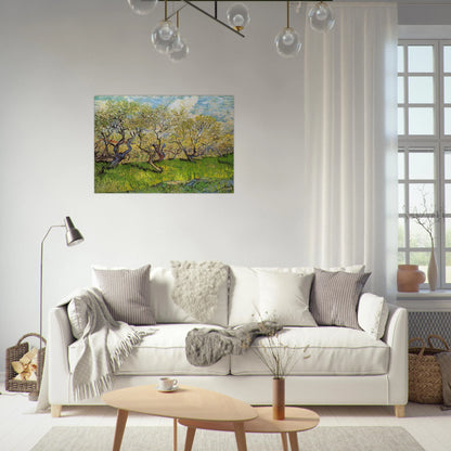 Orchard in Blossom - Vincent van Gogh Brushed Aluminum Print - 70x100 cm / 28x40 inches | Vincent van Gogh Aluminum Print | Vincent van Gogh Prints