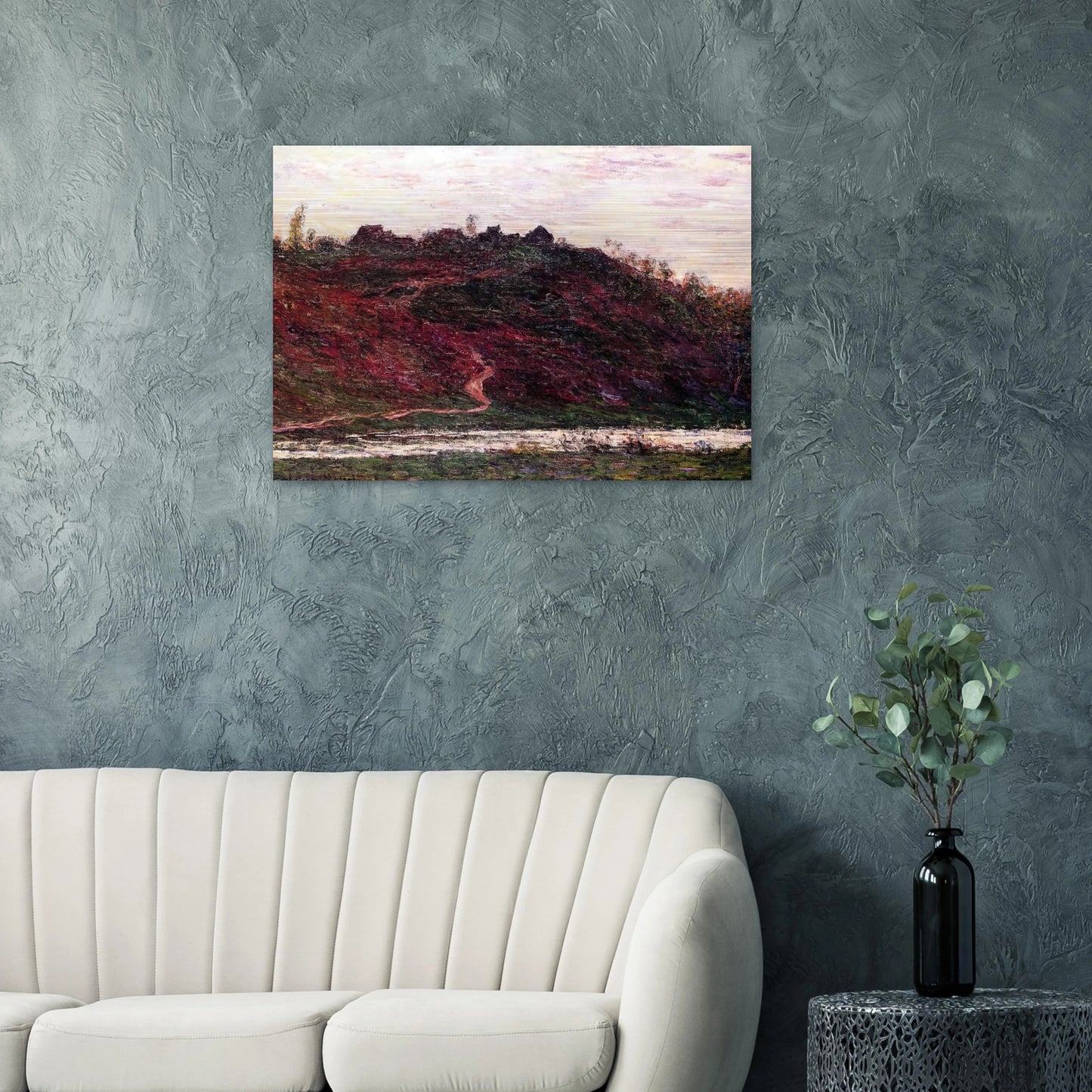 The Village of La Coche-Blond, Evening - claude monet Brushed Aluminum Print - 70x100 cm / 28x40 inches | claude monet Aluminum Print | claude monet Prints