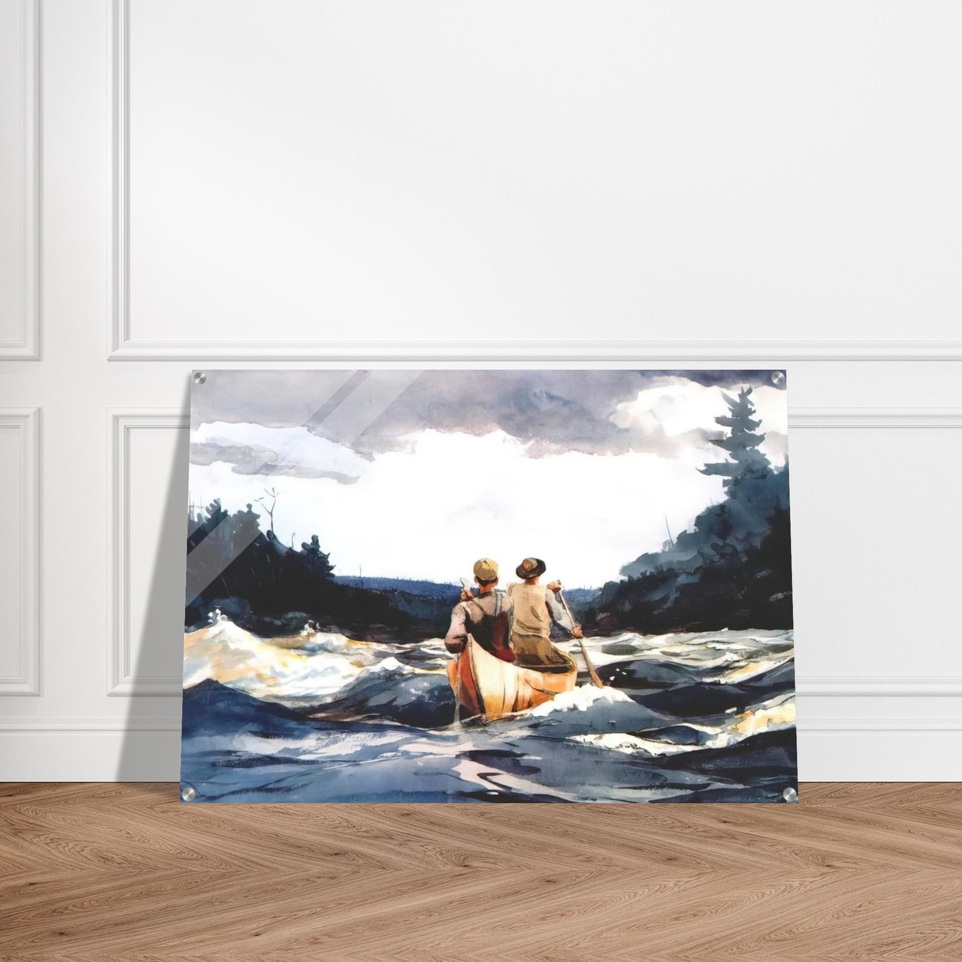 CANOE IN THE RAPIDS - Winslow Homer Acrylic Print - 70x100 cm / 28x40″ inches | Winslow Homer Wall Art | Winslow Homer Prints