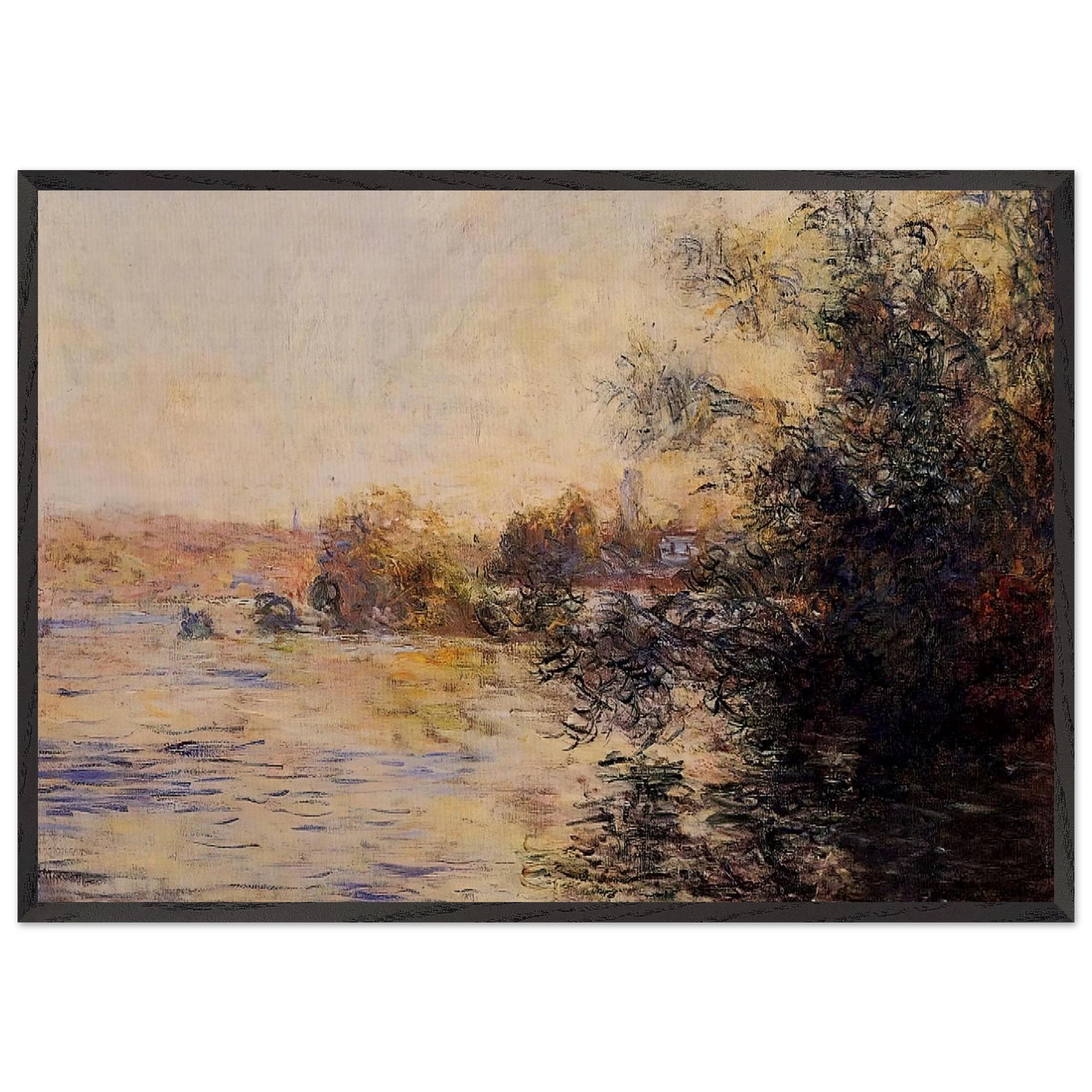Evening Effect of the Seine - claude monet 70x100 cm / 28x40 inches Framed Art Print – Black Wooden Frame