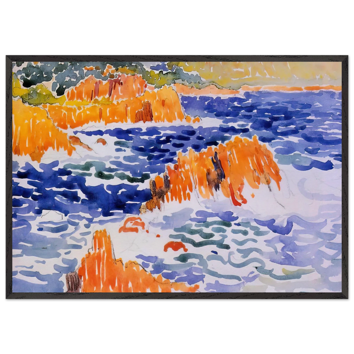 Rocks at Trayas - Henri-Edmond Cross 70x100 cm / 28x40 inches Framed Art Print – Black Wooden Frame