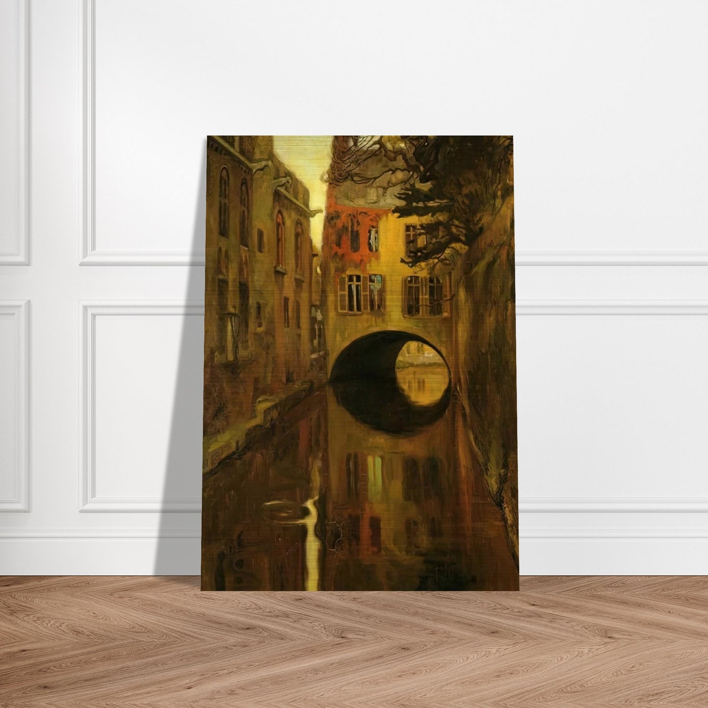 HOUSE OVER THE BRIDGE - Diego Rivera Brushed Aluminum Print - 70x100 cm / 28x40 inches | Diego Rivera Aluminum Print | Diego Rivera Prints
