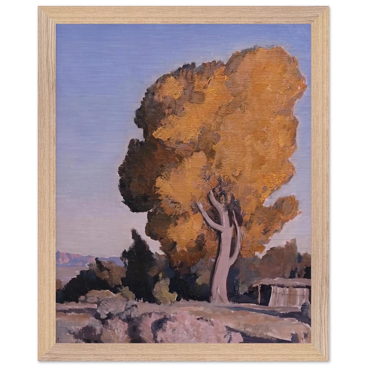 Maynard Dixon - LOW COUNTRY COTTONWOOD 1940 Wall art - 40x50 cm / 16x20 Inches - Premium Wooden Framed Poster With Fine Art Paper - Black frame