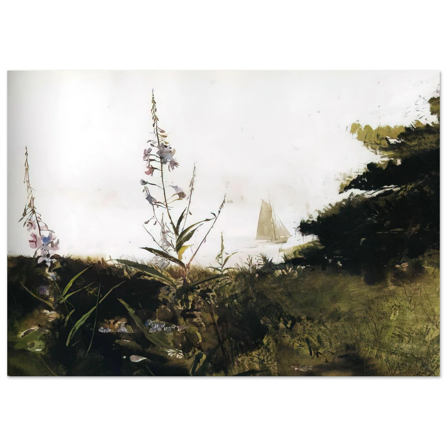 Andrew Wyeth - UNDER SAIL Wall Art - 60x80 cm / 24x32 inches - Fine Art Poster-canvas - -
