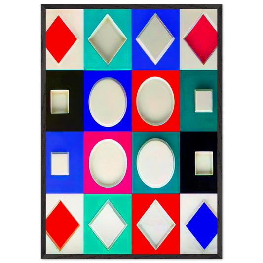 Composition Carree Relief - 1970 - Victor Vasarely 70x100 cm / 28x40 inches Framed Art Print – Black Wooden Frame