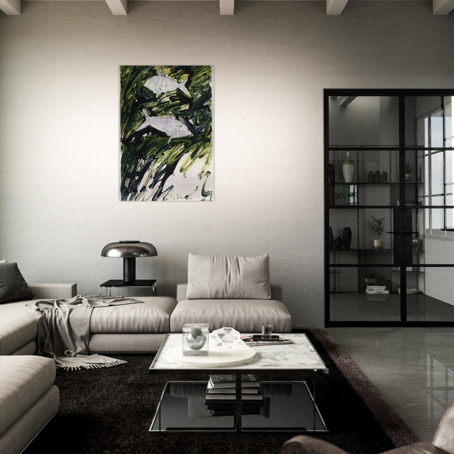 Pesci - 1982 - Mario Schifano Brushed Aluminum Print - 70x100 cm / 28x40 inches | Mario Schifano Aluminum Print | Mario Schifano Prints
