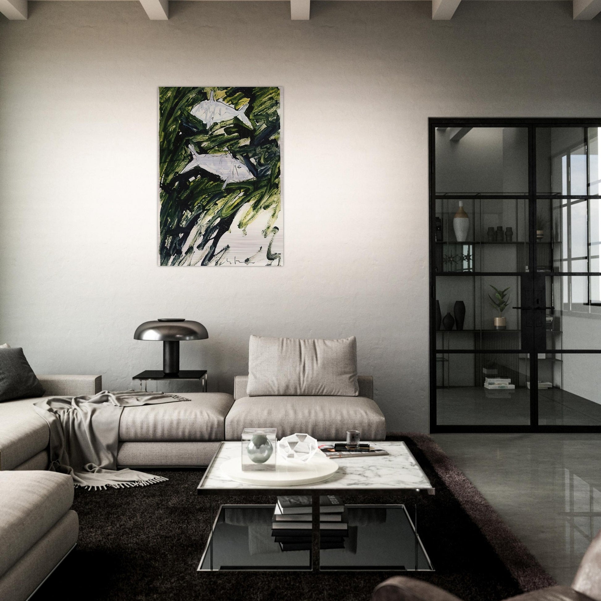Pesci - 1982 - Mario Schifano Brushed Aluminum Print - 70x100 cm / 28x40 inches | Mario Schifano Aluminum Print | Mario Schifano Prints