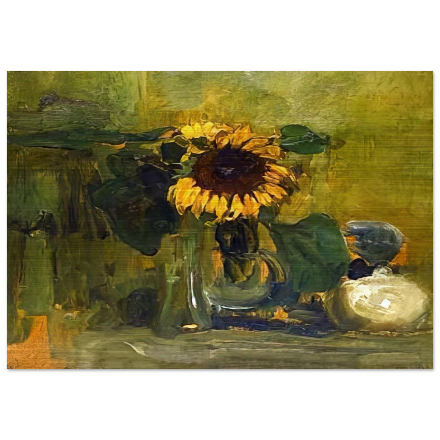 Still life with Sunflower - Piet Mondrian Brushed Aluminum Print - 70x100 cm / 28x40 inches | Piet Mondrian Aluminum Print | Piet Mondrian Prints