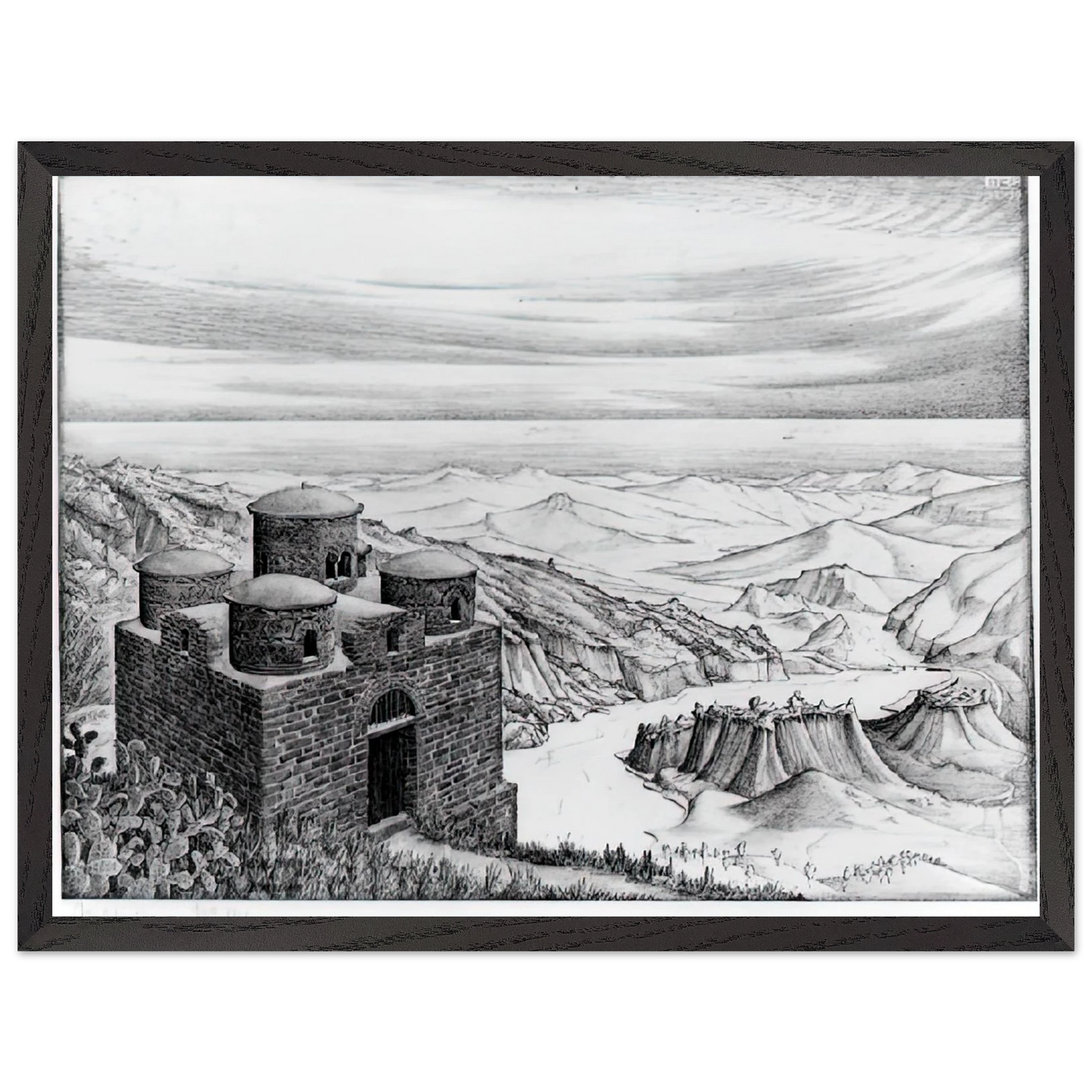 MC Escher - CATTOLICA OF STILO CALABRIA 1930 Wall Art - 21x29.7 cm / 8x12" - Premium Wooden Framed Poster With Fine Art Paper-canvas - Wood frame