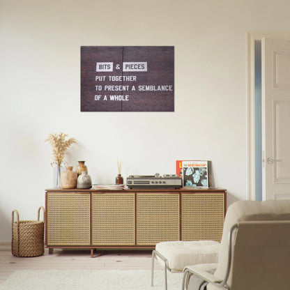 Bits  Pieces Put Together to Present a Semblance of a Whole - 2005 - Lawrence Weiner Brushed Aluminum Print - 70x100 cm / 28x40 inches | Lawrence Weiner Aluminum Print | Lawrence Weiner Prints
