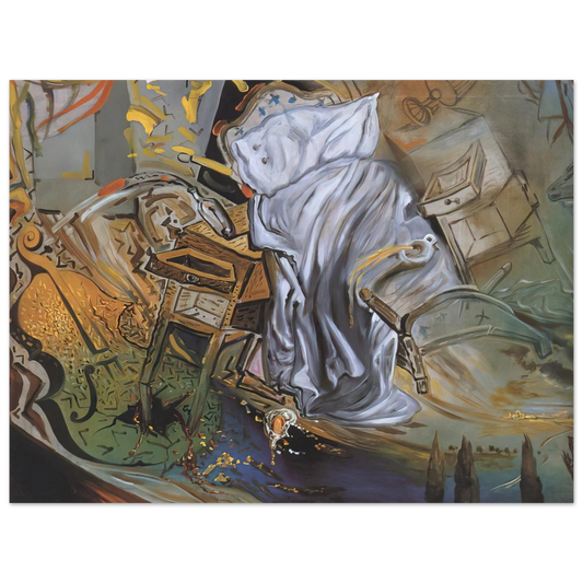 Salvador Dali - BED AND TWO BEDSIDE TABLES FEROCIOUSLY ATTACKING A CELLO FINAL STAGE  75x100 cm / 30x40inches Fine Art Poster