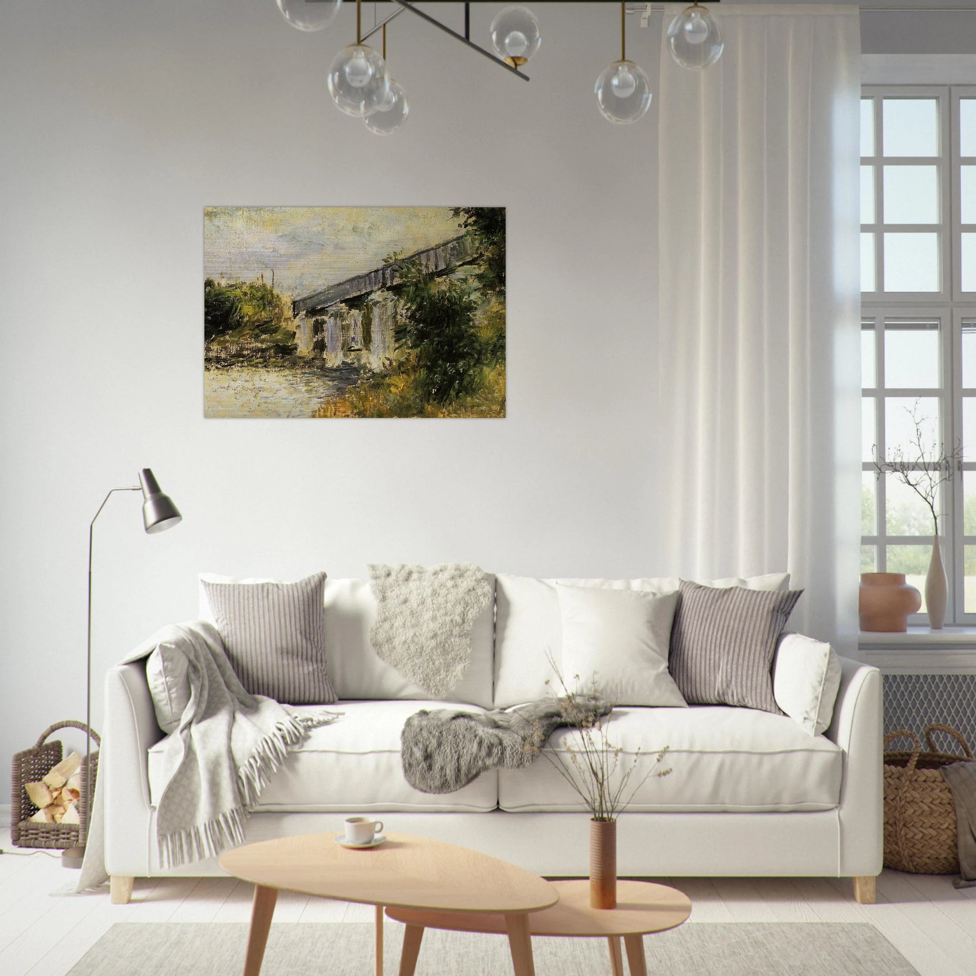 Railway Bridge at Argenteuil - claude monet Brushed Aluminum Print - 70x100 cm / 28x40 inches | claude monet Aluminum Print | claude monet Prints