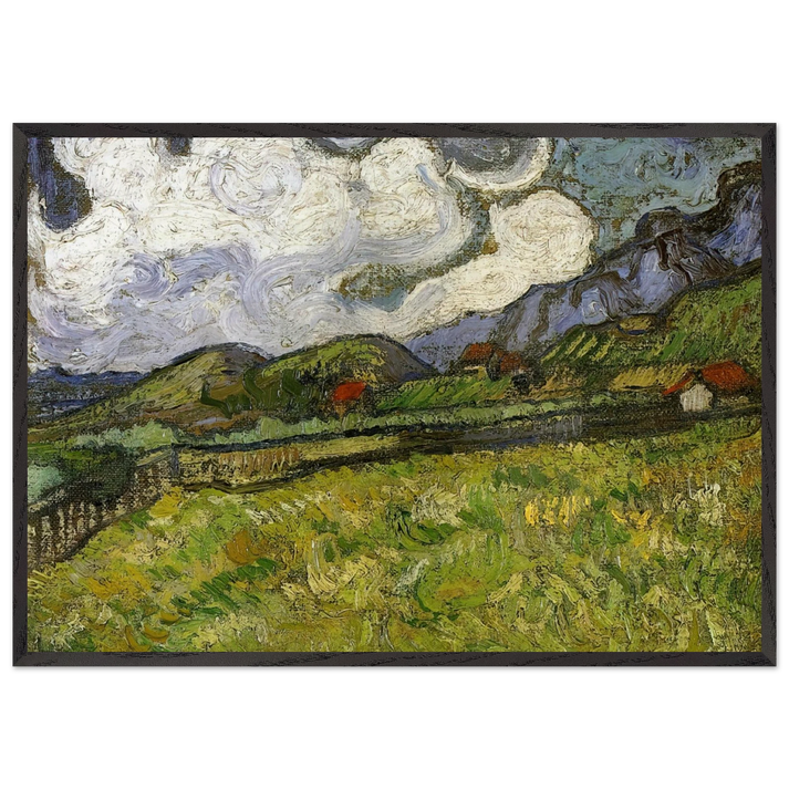 Wheat Field behind Saint-Paul Hospital with a Reaper - Vincent van Gogh 70x100 cm / 28x40 inches Framed Art Print – Black Wooden Frame