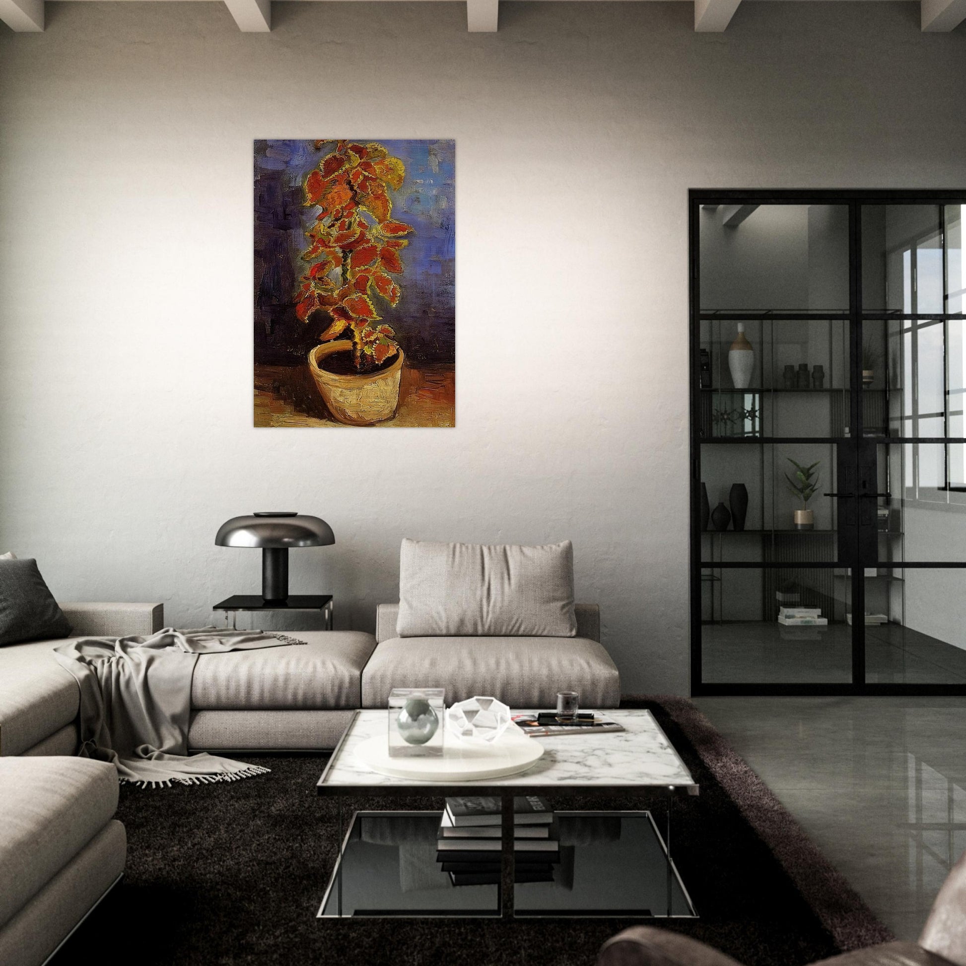 Coleus Plant in a Flowerpot - Vincent van Gogh Brushed Aluminum Print - 70x100 cm / 28x40 inches | Vincent van Gogh Aluminum Print | Vincent van Gogh Prints