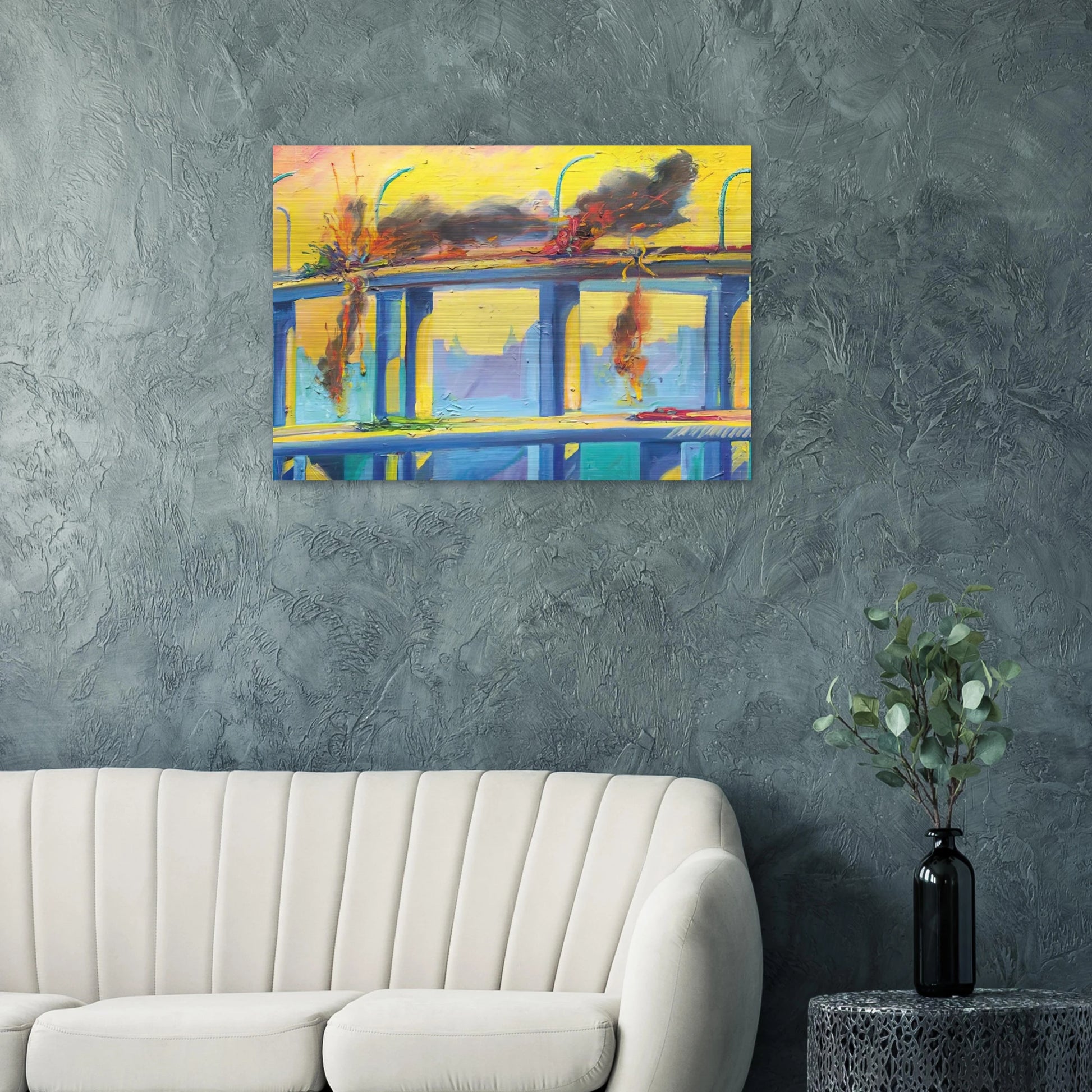 Sunset Crash - 1982 - Carlos Almaraz Brushed Aluminum Print - 70x100 cm / 28x40 inches | Carlos Almaraz Aluminum Print | Carlos Almaraz Prints