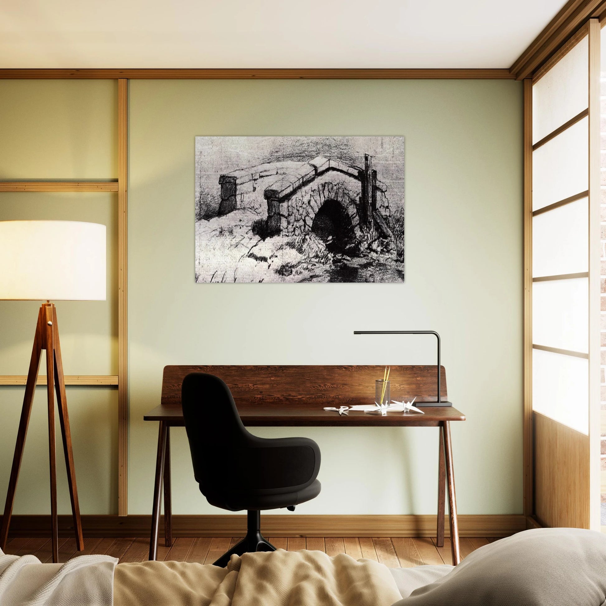 The Bridge - Vincent van Gogh Brushed Aluminum Print - 70x100 cm / 28x40 inches | Vincent van Gogh Aluminum Print | Vincent van Gogh Prints