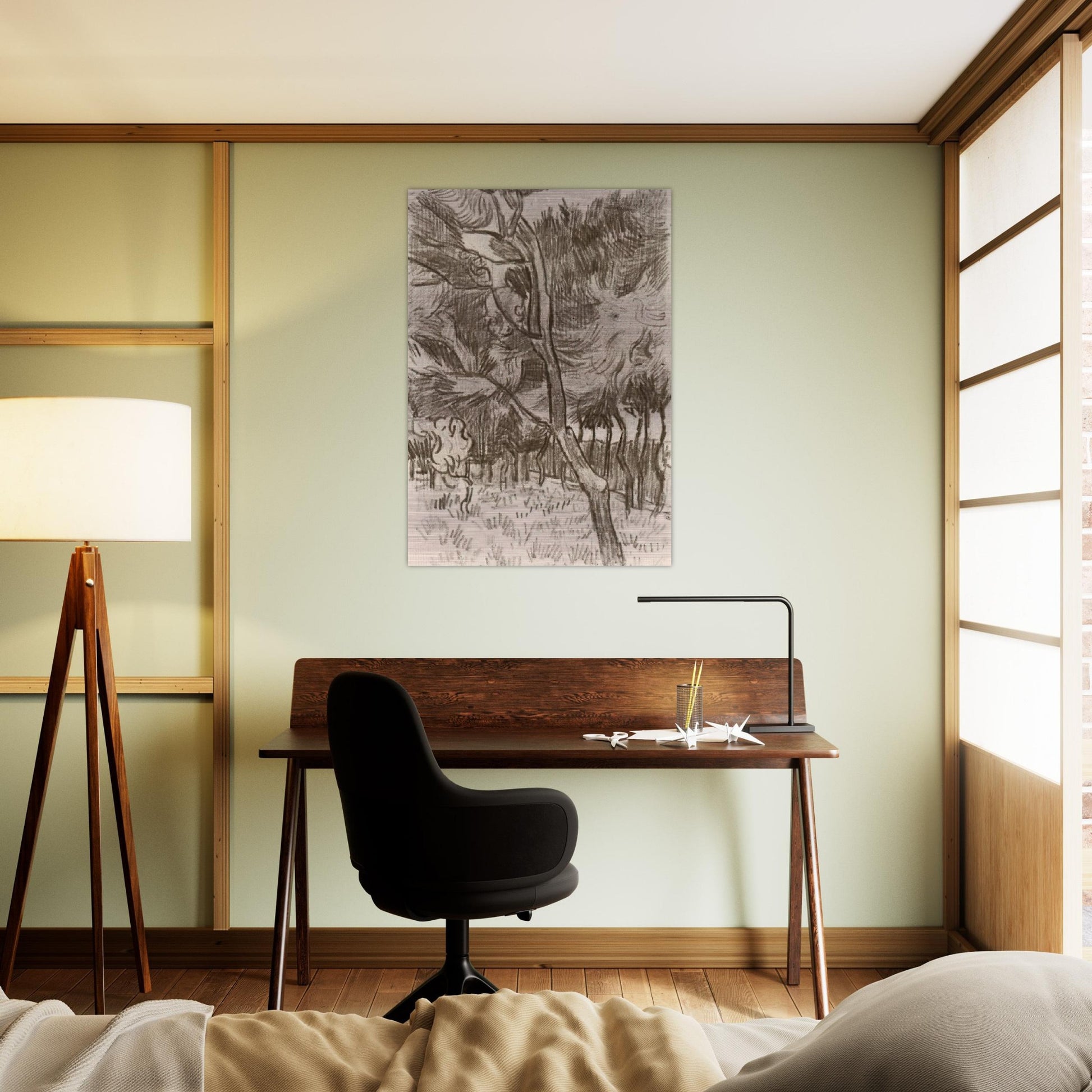 Pine Trees in the Garden of the Asylum - Vincent van Gogh Brushed Aluminum Print - 70x100 cm / 28x40 inches | Vincent van Gogh Aluminum Print | Vincent van Gogh Prints