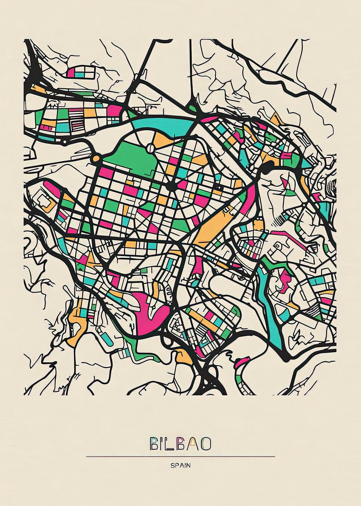 Bilbao, Spain City Map Art Print | Premium Cartographic Reproduction | RedKalion