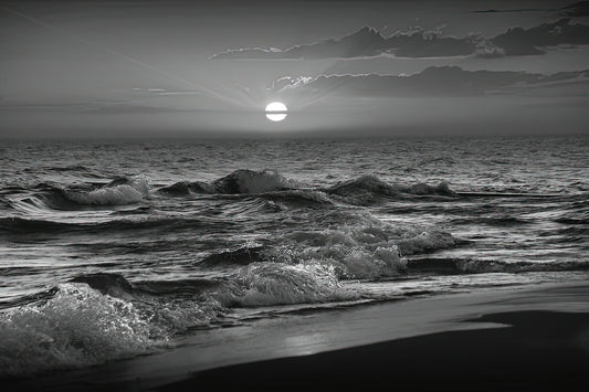 Black and White Sunset Art Print | Horizontal Lake Michigan Fine Art Print | RedKalion