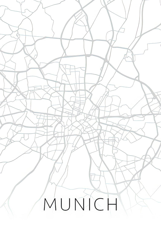 City Map of Munich Germany Art Print | Black & White Street Series | RedKalion