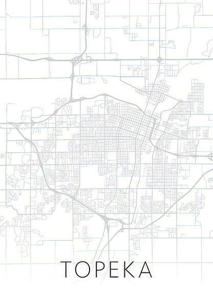 City Map of Topeka KS Art Print | Black & White Series | RedKalion