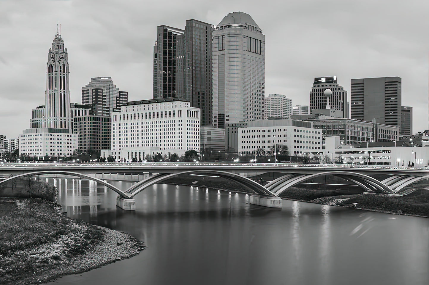 Columbus Skyline Art Print | Black & White Fine Art Print | RedKalion