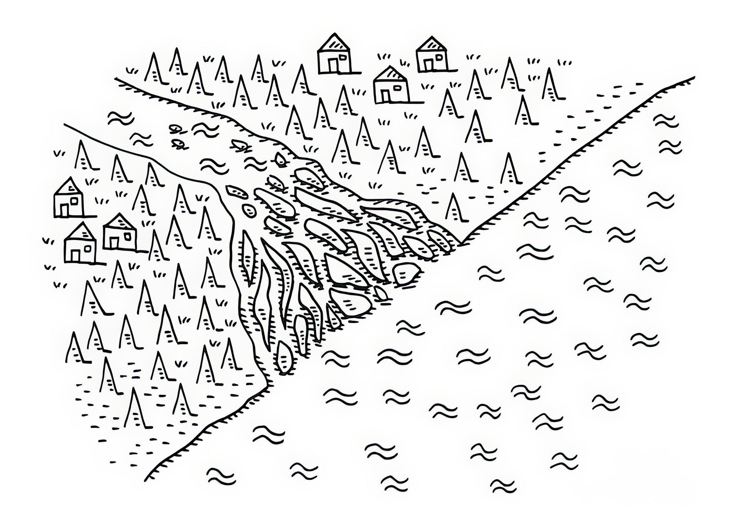Delta Drawing Art Print | Premium Geographic Feature Fine Art Print | RedKalion