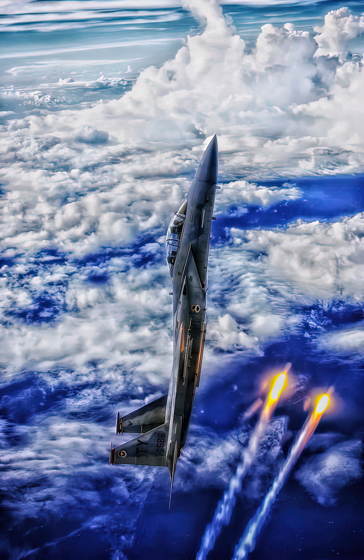 F-15 Vertical Climb Art Print | Museum-Quality Aviation Art | RedKalion
