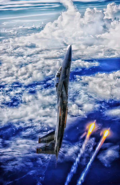 F-15 Vertical Climb Art Print | Museum-Quality Aviation Art | RedKalion