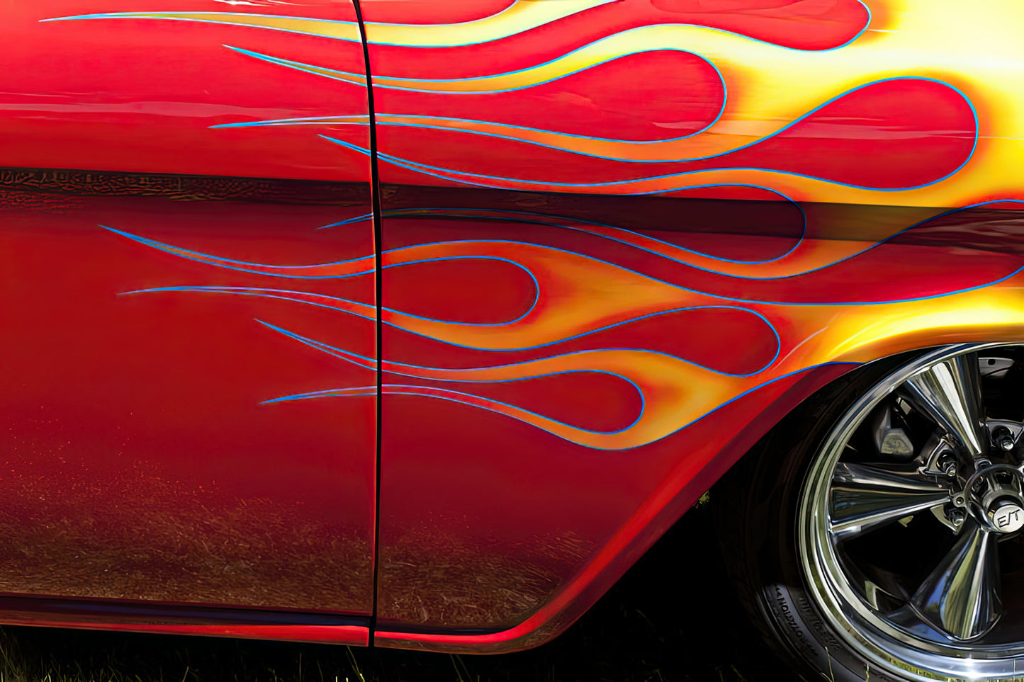 Flames on Cars Art Print | Vintage Hot Rod Fine Art Print | RedKalion