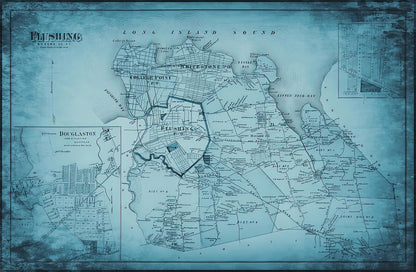 Flushing Queens NY Map 1873 Vintage Art Print | RedKalion