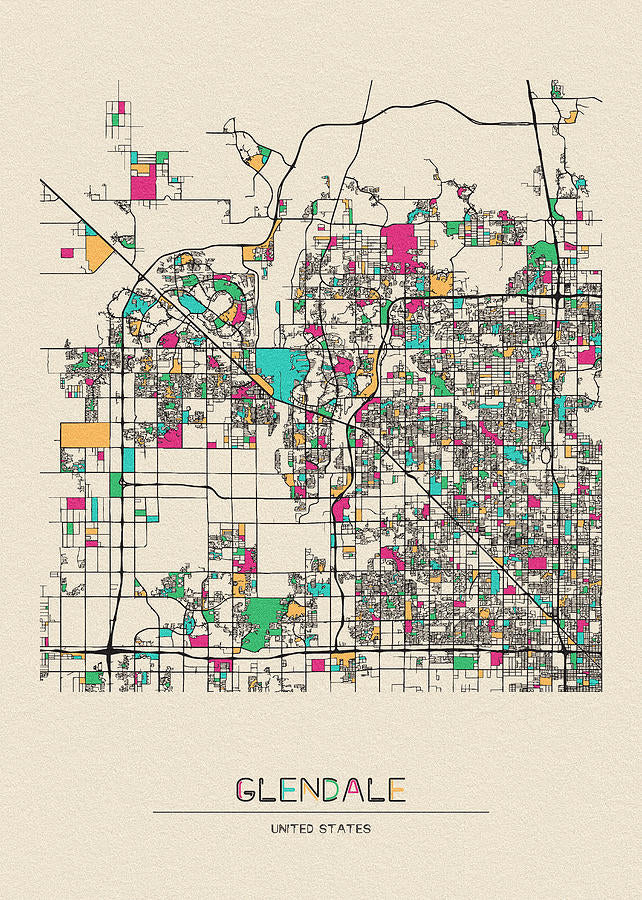 Glendale AZ City Map Art Print | Premium Cartographic Print | RedKalion