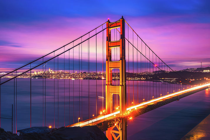 Golden Gate Bridge at Night Art Print | Premium Fine Art Print | RedKalion