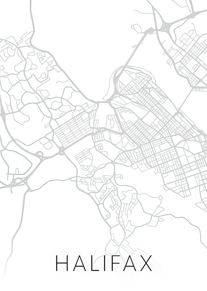 Halifax Nova Scotia Canada City Street Map Minimalist Black and White Art Print | RedKalion