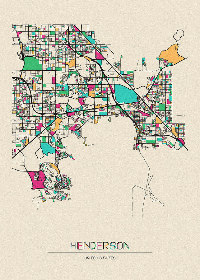 Henderson Nevada City Map Art Print | Premium Cartography | RedKalion