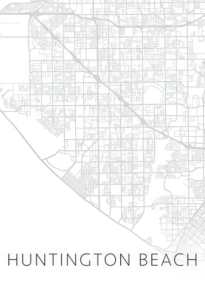 Huntington Beach California City Street Map | Minimalist Art Print | RedKalion