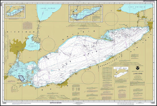 Lake Erie Depth Chart Art Print | Nautical Survey Map | RedKalion