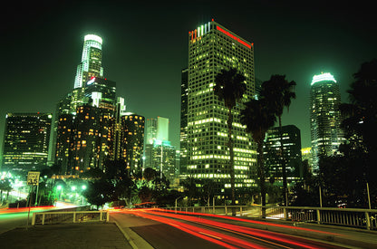 Los Angeles California Skyline at Night Art Print | RedKalion