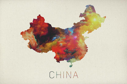 Map of China Art Print | Fine Art Print of Watercolor Map | RedKalion