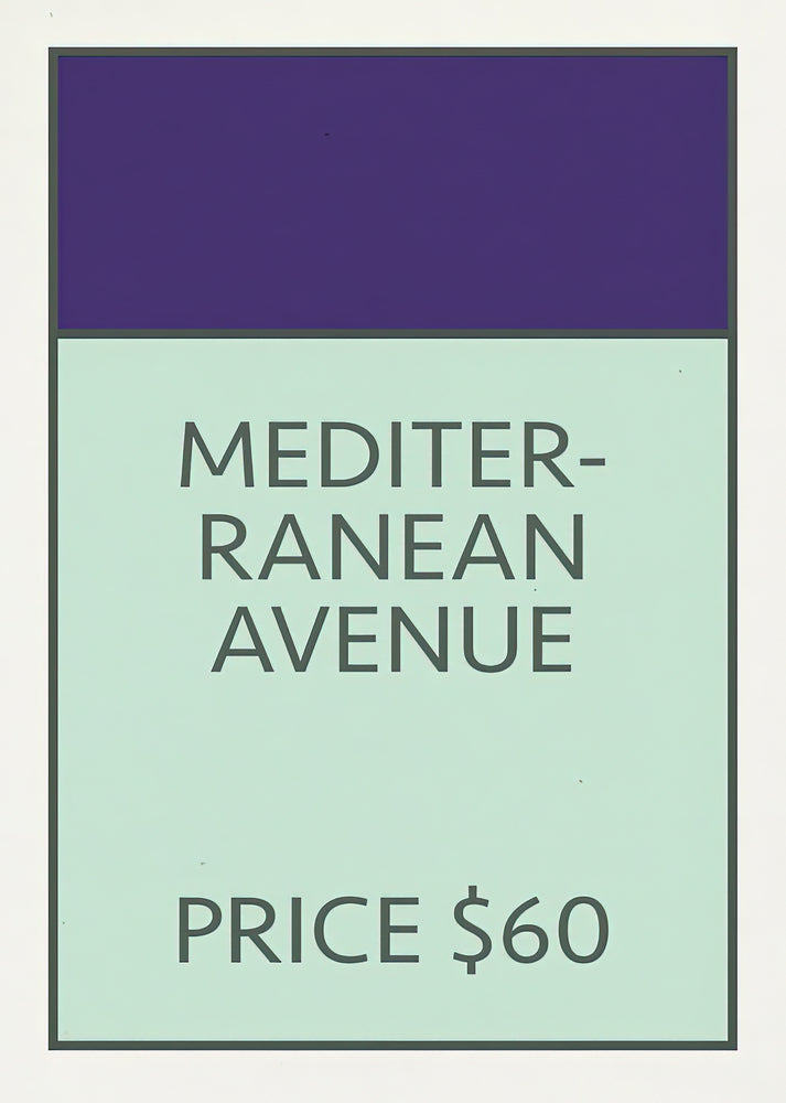 Mediterranean Avenue Vintage Monopoly Card Art Print | RedKalion