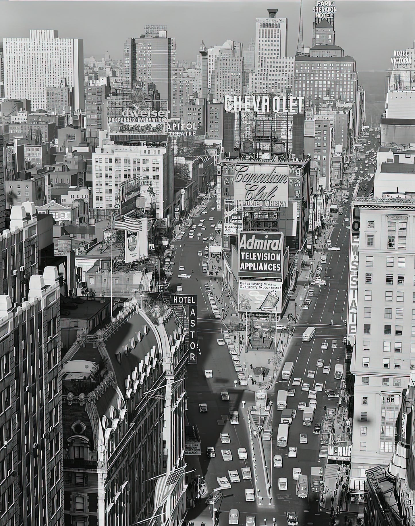 New York City 1950s Art Print: Elevated View of Times Square | RedKalion
